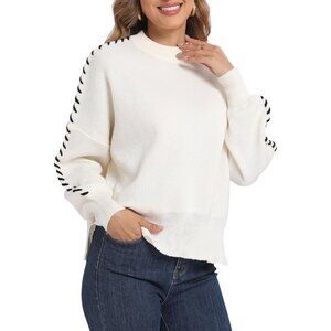 Women's Recycled Polyester Pullover Sweater Crewneck Long Sleeve Oversized